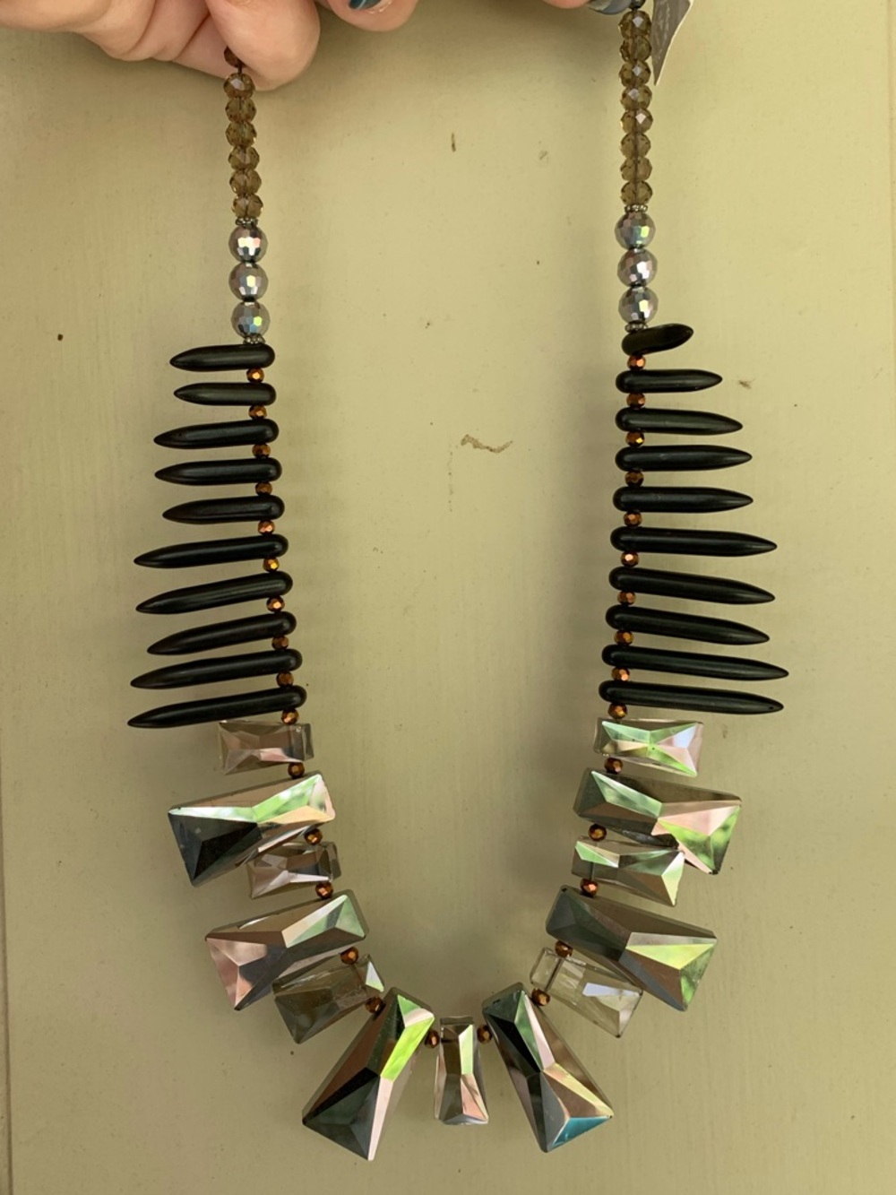 Nakamol Statement Metallic and Black Spike Necklace NWT